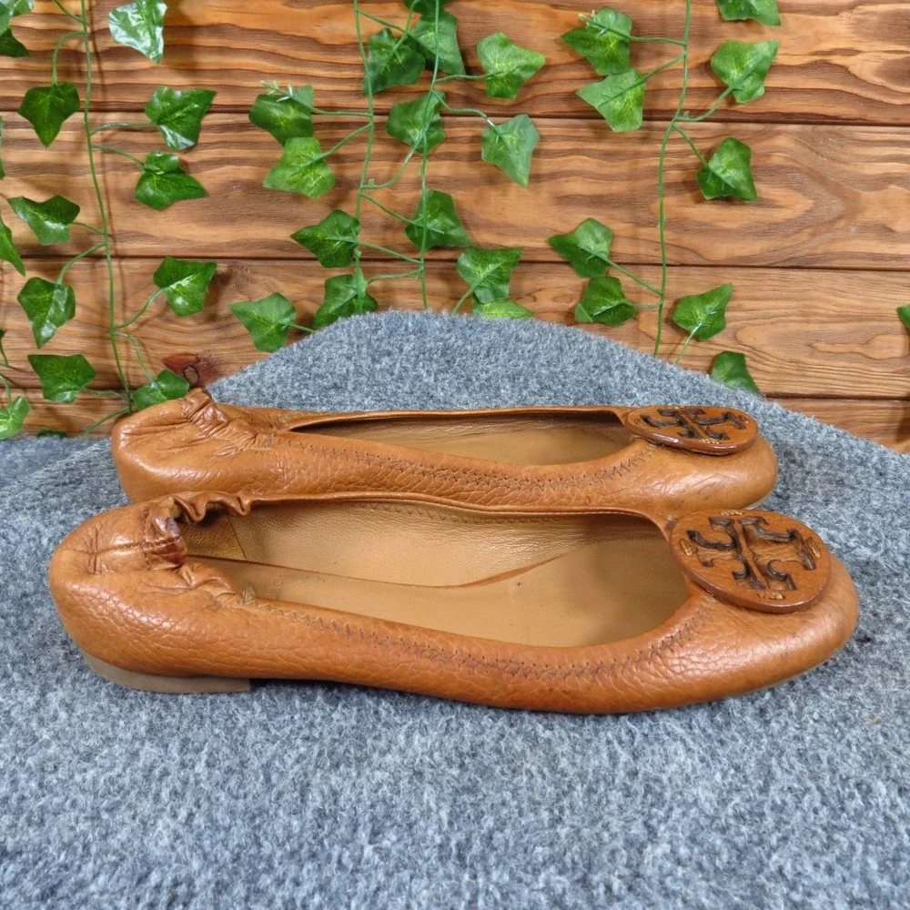 Tory Burch Reva Women Ballet Flat Size 6.5 Professional Work Tan Leather
